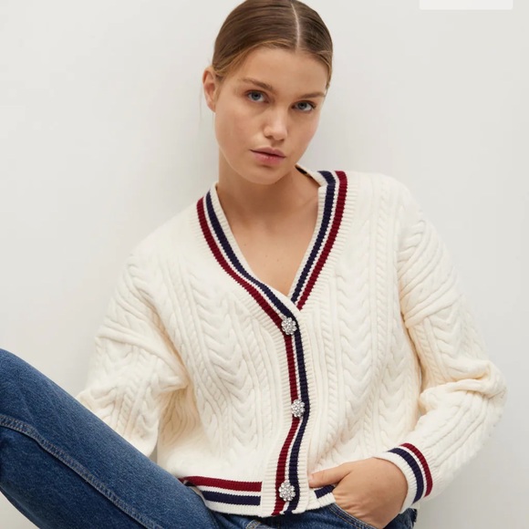 Mango jewel button cricket cardigan in white - S - Picture 4 of 12